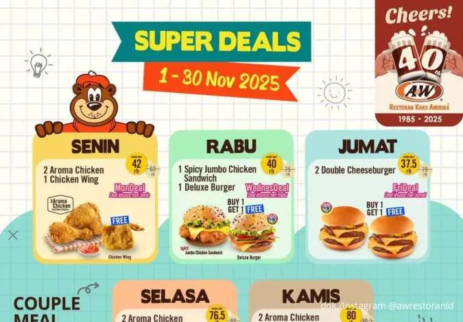 Promo A&W Super Deals Seminggu Penuh Periode November, Mulai Rp 37.000-an Saja
