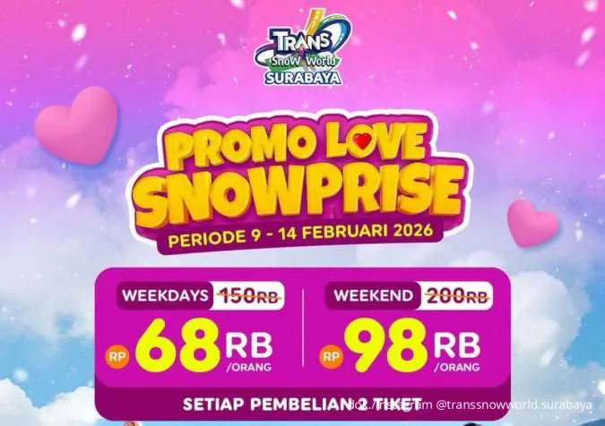 Promo Trans Snow World Surabaya Valentine, Jangan Lewatkan Diskon Tiket Berdua Ini