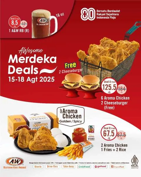 Promo A&W Merdeka Deals 15-18 Agustus