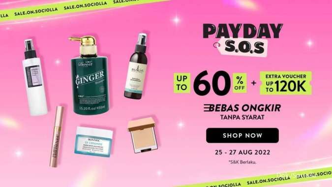 Promo Sociolla Spesial Gajian Diskon sampai 60% Periode 25-27 Agustus 2022
