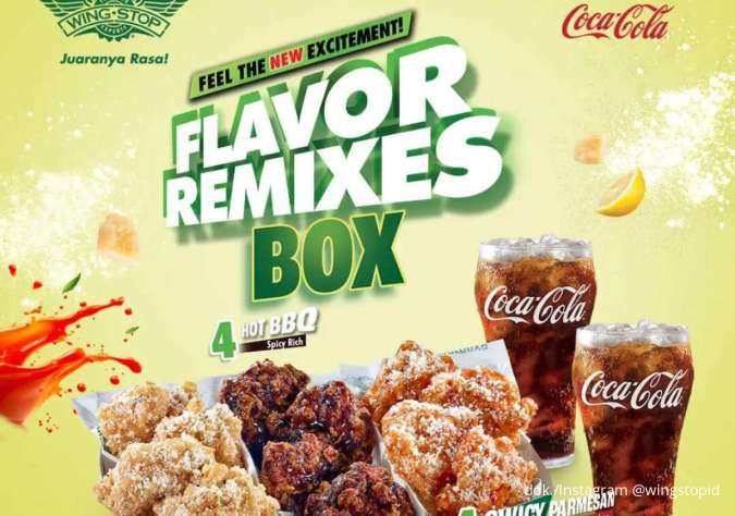 Promo Wingstop Flavor Remixes Box 14-23 Juli, 12 Boneless + 2 Minum cuma Rp 68.000-an