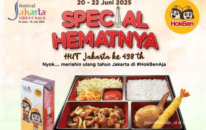 Promo HokBen HUT Kota Jakarta 20-22 Juni 2025, Paket Bento Spesial & Tehbotol Sosro