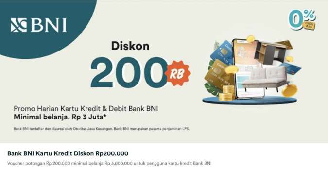 Promo Dekoruma, Belanja Pakai Kartu Kredit BNI Diskon Rp 200.000