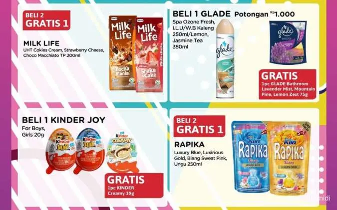Promo Alfamidi Ngartis sampai 31 Juli 2025, Beli 1 Gratis 1 Kinder Joy-Big Cola