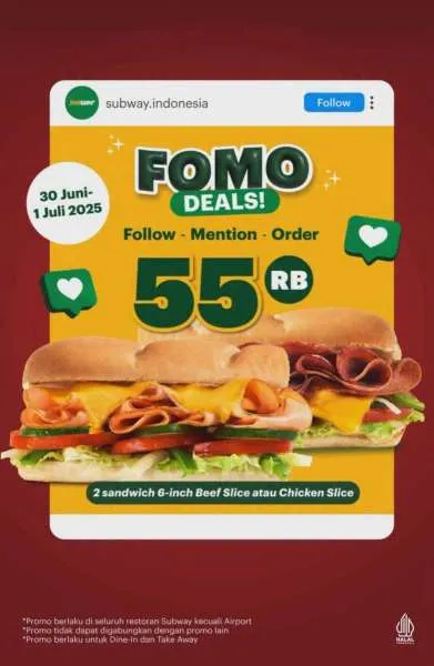 Promo Subway Fomo Deals 30 Juni-1 Juli