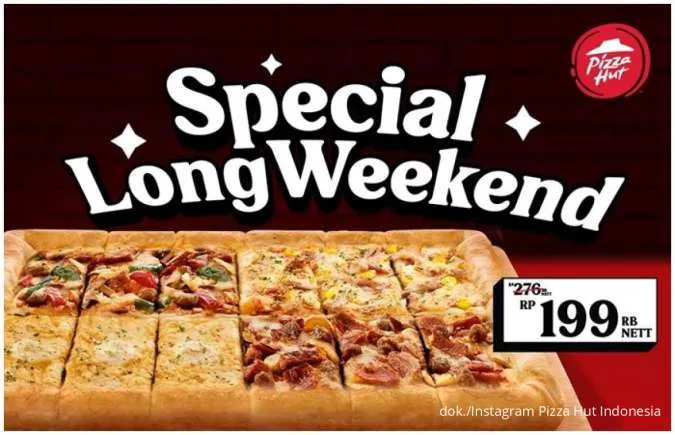 Promo Pizza Hut Long Weekend, 1 QU4RTZA + 1 Regular Stuffed Crust Harga Spesial