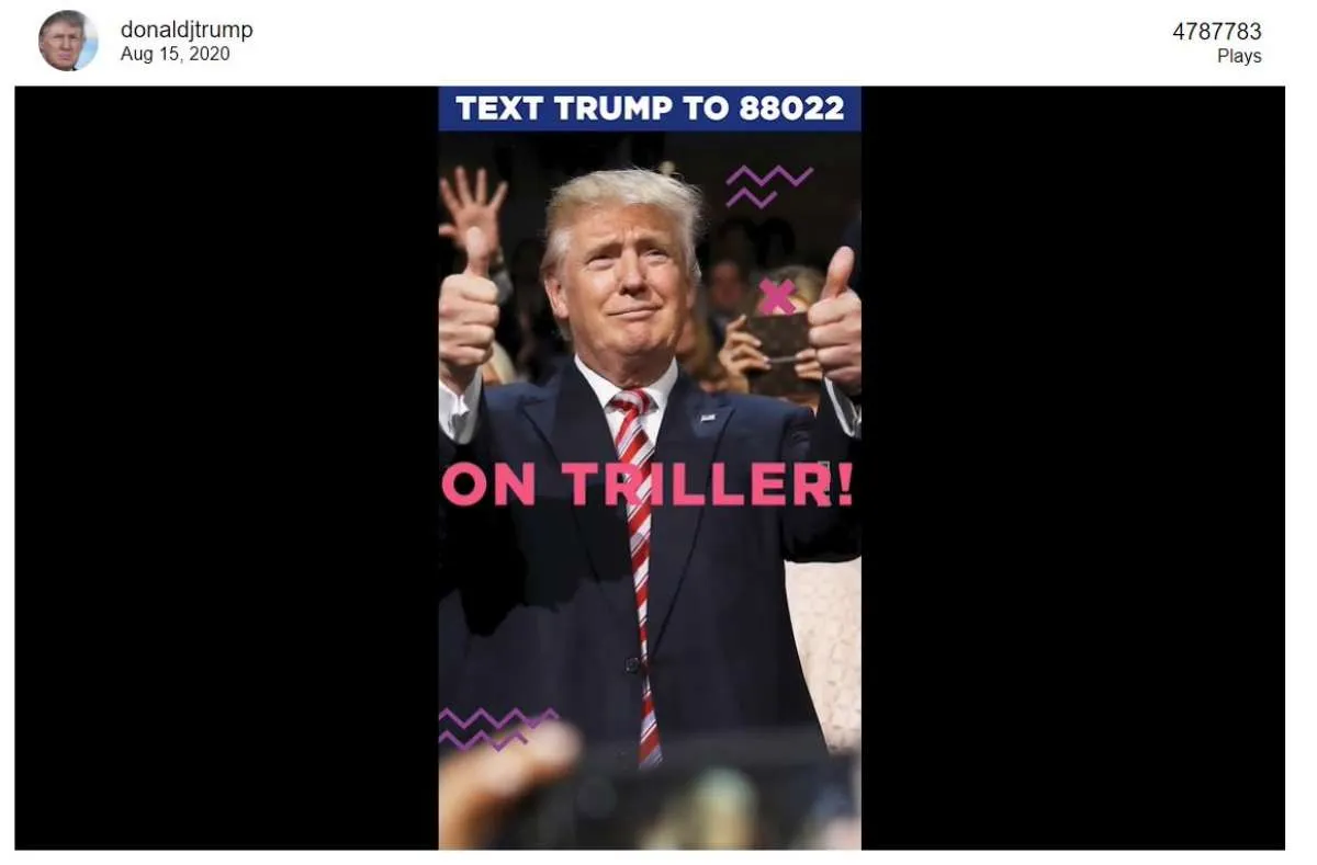 Donald Trump membuka akun Triller, aplikasi pesaing TikTok