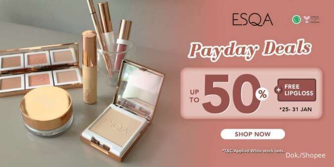 Promo Makeup ESQA Spesial Gajian, Dapatkan Diskon Hingga 50% + Free Lipgloss
