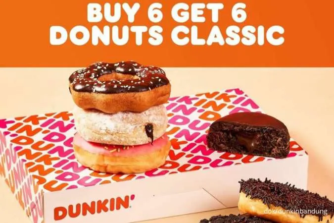 Promo Dunkin Bandung, Buy 6 Get 6 Donat Klasik 27-29 Mei 2024 untuk Umum