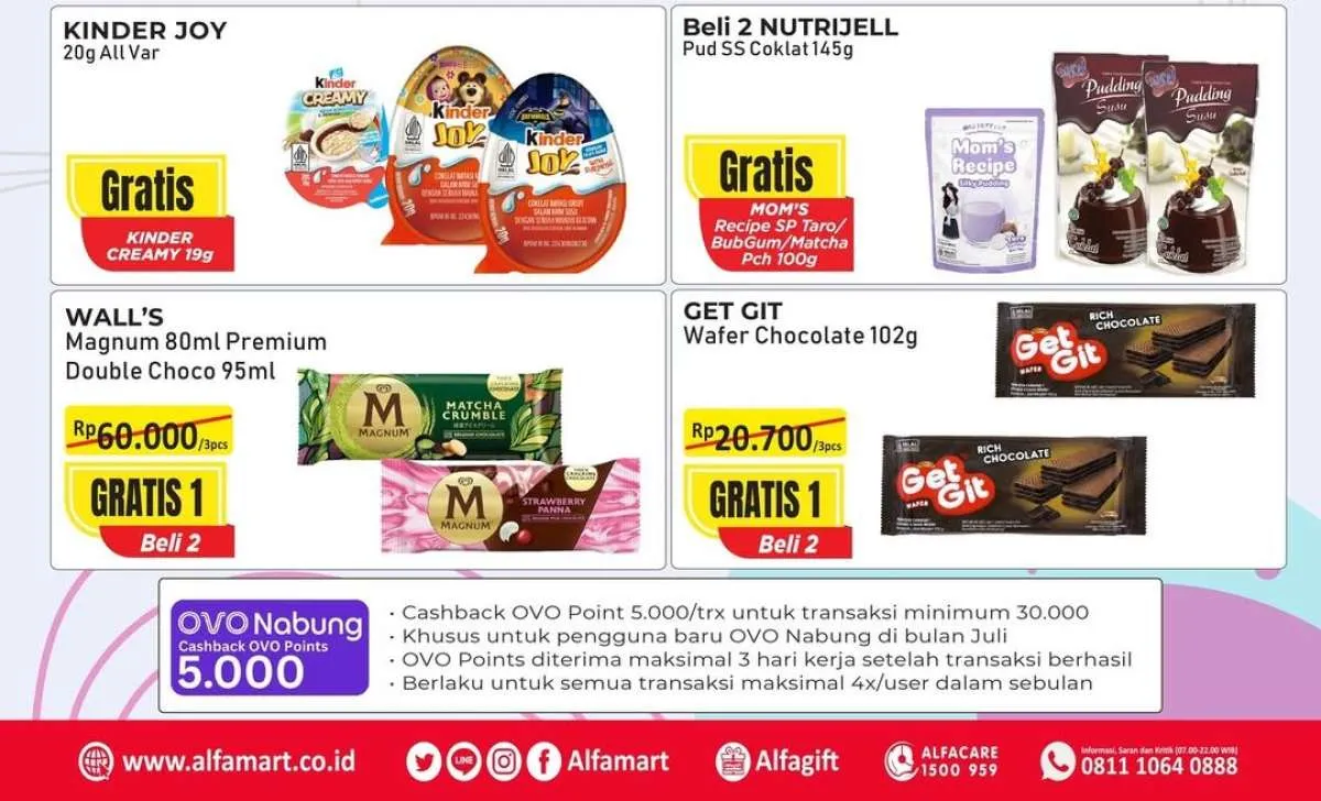 Promo Alfamart Serba Gratis di Pertengahan Juli 2025, Es Krim Magnum Beli 2 Gratis 1