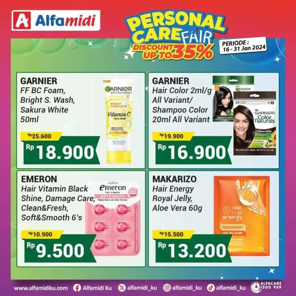 Promo Alfamidi Personal Care Fair Diskon s/d 35% Periode 16-31 Januari 2024