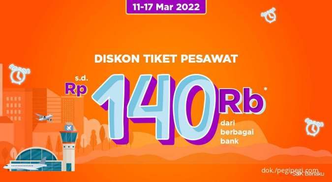 Promo PegiPegi Sampai 17 Maret 2022, Diskon Tiket Pesawat Hingga Rp 140.000