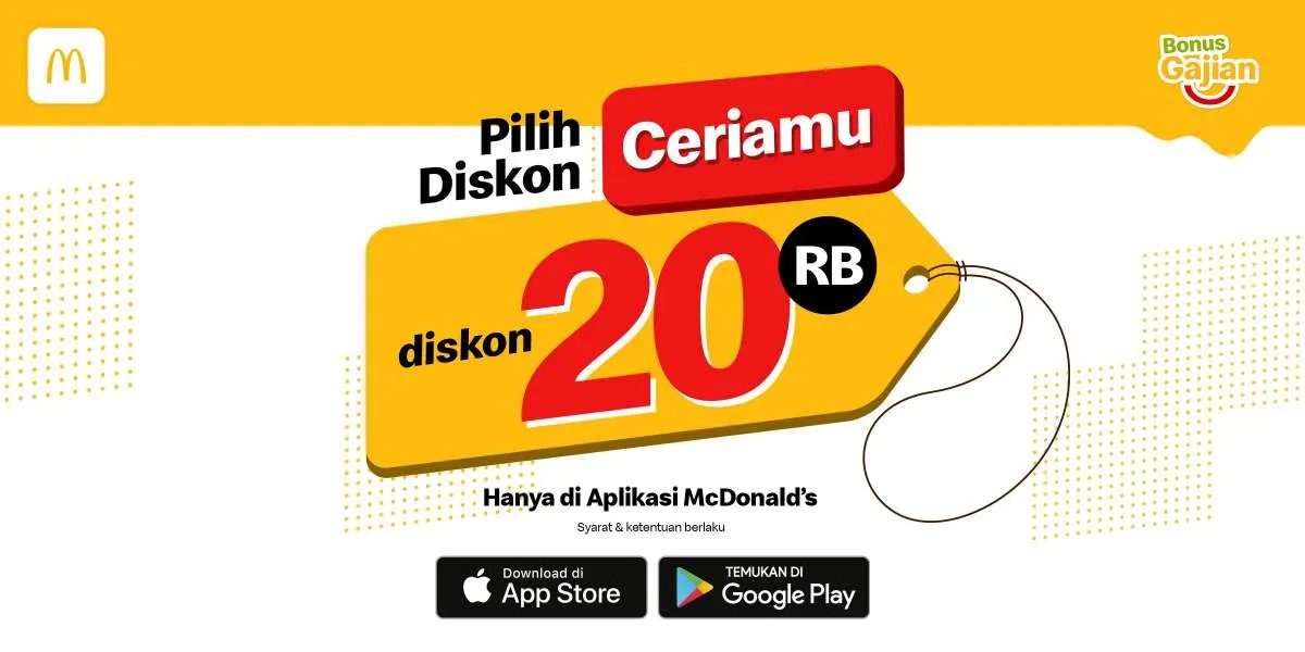 Promo McDonalds 24-30 September 2021, Diskon Ceria Hemat Rp 20.000 di Aplikasi McD