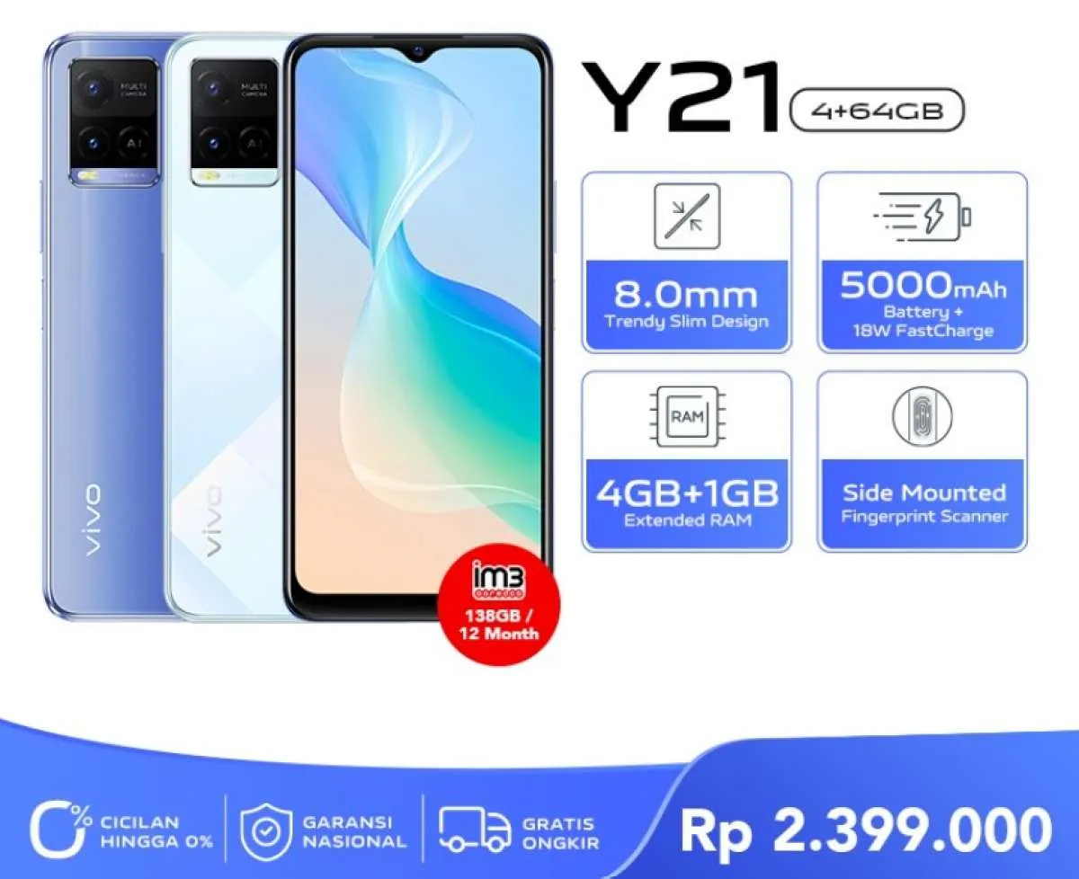 Cek Harga HP Vivo Y21 Terbaru di Mei 2022, Lengkap dengan Spesifikasinya