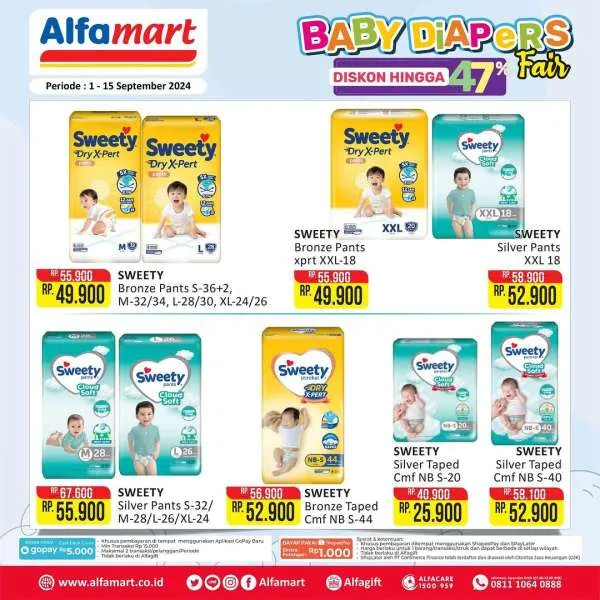 Promo Alfamart Baby Diapers Fair Diskon s/d 47% Periode 1-15 September 2024