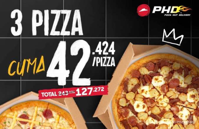 Promo Pizza Hut Delivery 5-7 Juni 2025, Beli 3 Pizza Cuma Rp 42.000-an Per Piza