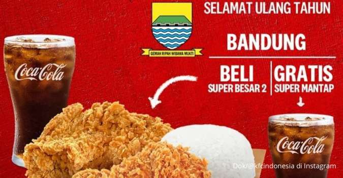 Promo KFC Spesial HUT Kota Bandung Hari Ini 25 September 2023, Gratis Super Mantap!