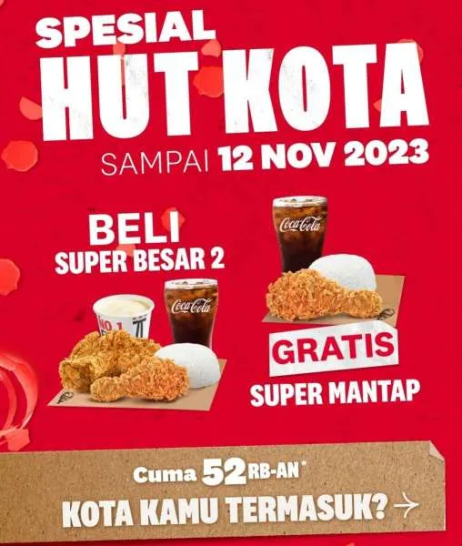 Promo KFC Spesial HUT Kota edisi 1-12 November 2023
