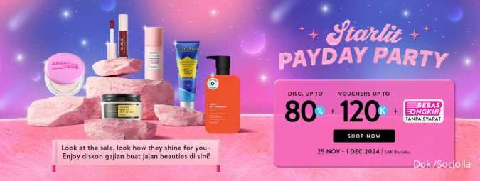 Promo Sociolla Payday Party Diskon hingga 80%, Berlaku 25 November-1 Desember 2024