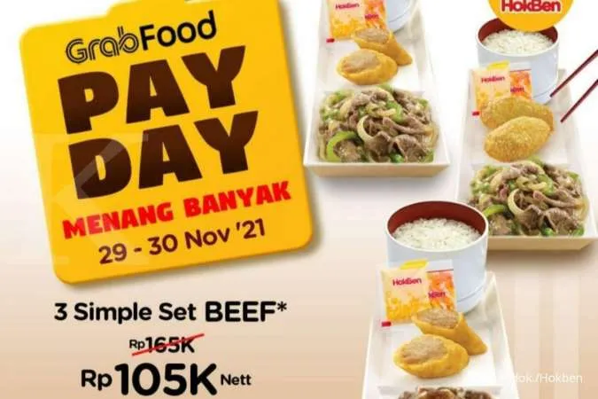 Promo Hokben 29-30 November 2021, Payday 3 Paket Hokben Rp 105.000 via GrabFood