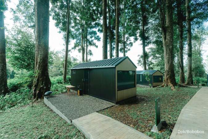 Konstruksi Bobocabin yang dibangun secara prefabrikasi dan modular.