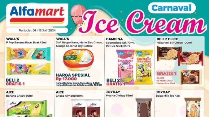 Promo Es Krim di Alfamart hingga 15 Juli 2024, Aneka Es Krim Joyday Beli 1 Gratis 1