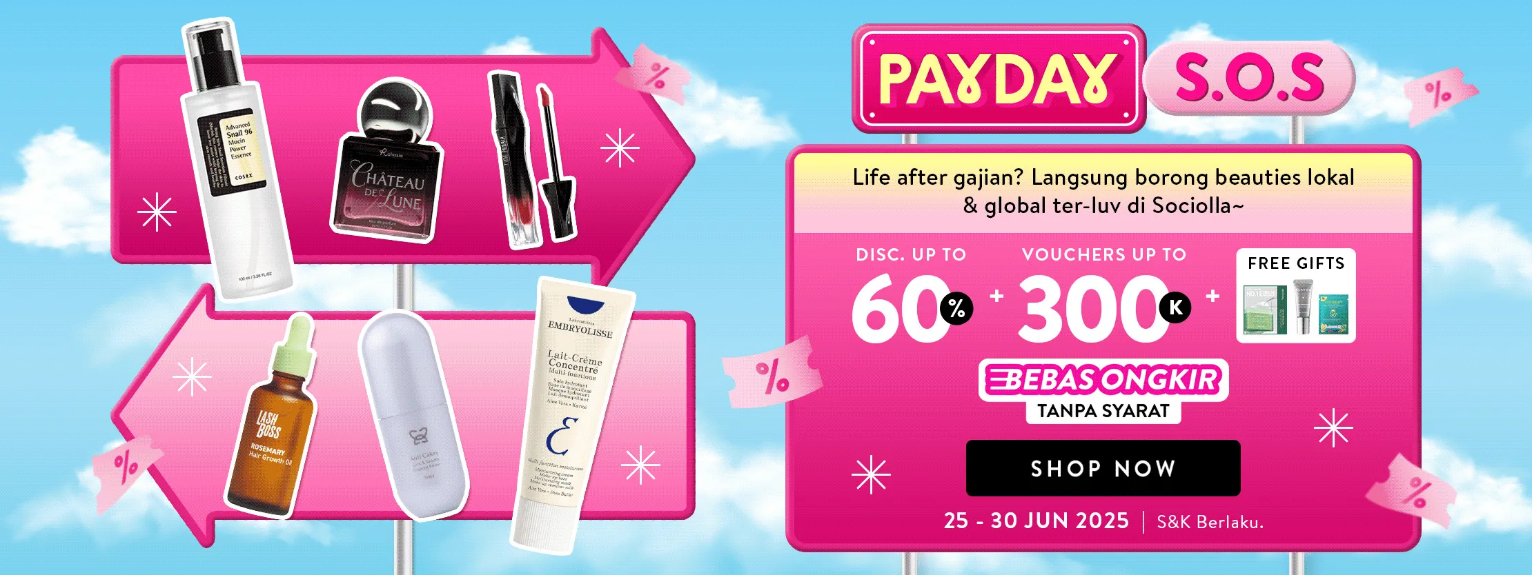 Promo Sociolla Payday Diskon s/d 60% Periode 25-30 Juni 2025