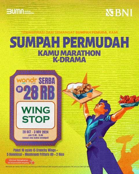 Promo Sumpah Pemuda 2024 dengan Wondr by BNI di Wingstop