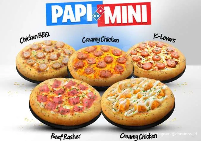 Promo Domino's Pizza Papi Mini Hemat, 5 Pizza Mania 5 Rasa Cuma Rp 65.000 Bebas Pilih