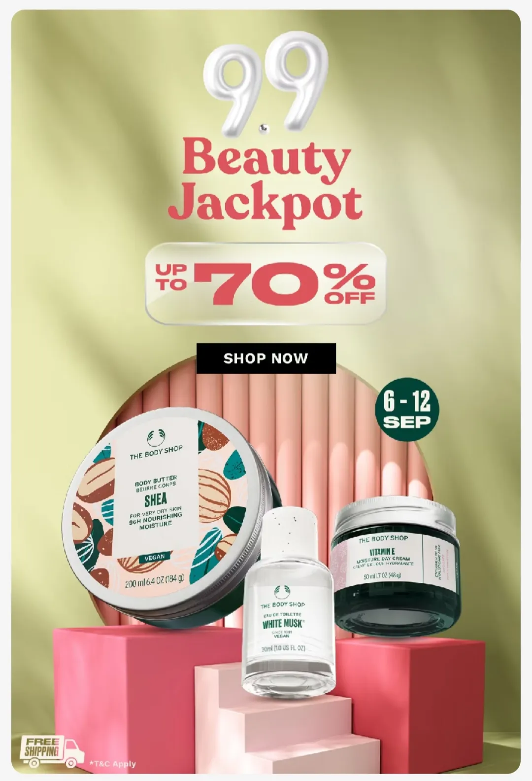 Promo The Body Shop 9.9 Beauty Jackpot Diskon s/d 70% Periode 6-12 September 2025