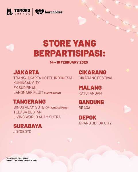 Promo Tomoro Coffee Valentine 14-16 Februari 2025