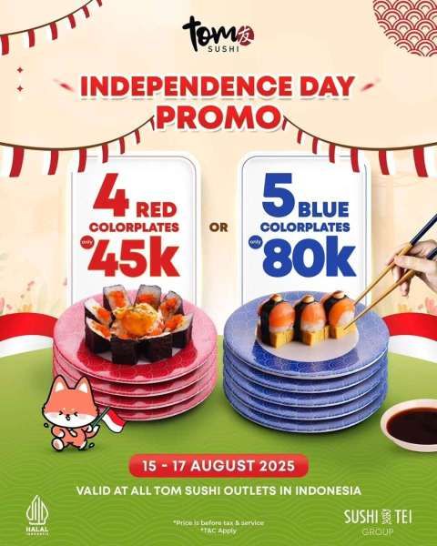 Promo HUT RI ke-80 di Tom Sushi