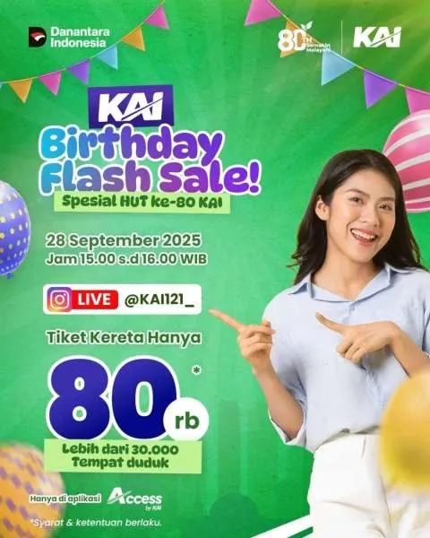 Promo HUT ke-80 KAI Birthday Sale Tiket Rp 80.000