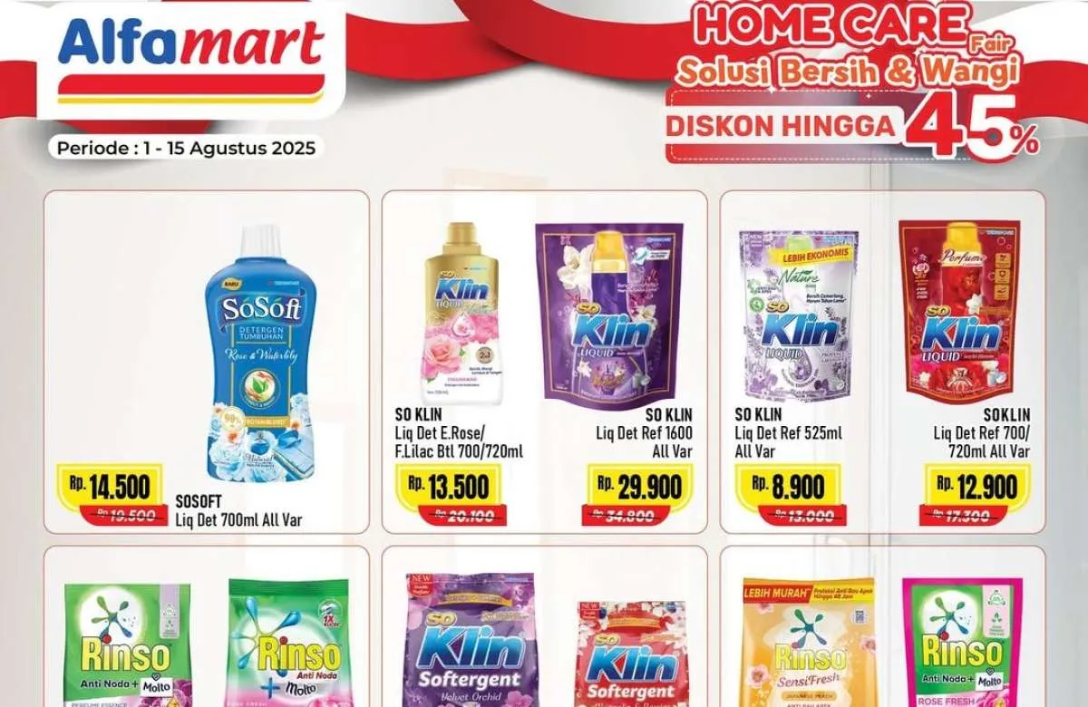 Promo Deterjen Terbaru di Alfamart Bulan Agustus 2025, Diskon Sampai 45%
