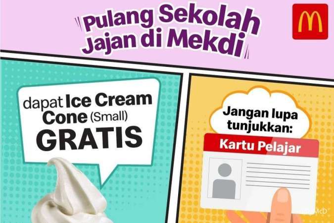 Promo McD Gratis Ice Cream Cone Cuma Tunjukkan Kartu Para Pelajar 1-31 Maret 2024