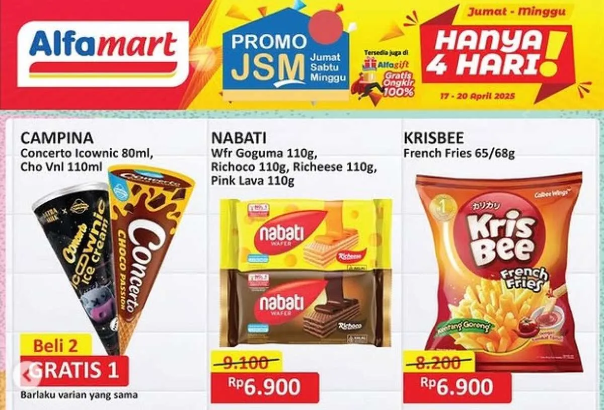 Promo Es Krim Weekend Bulan April 2025, Concerto Beli 2 Gratis 1 Sampai Hari Minggu