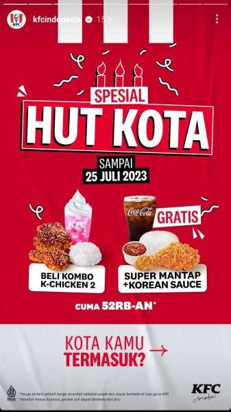 Promo KFC Terbaru Juli 2023 Spesial HUT Kota