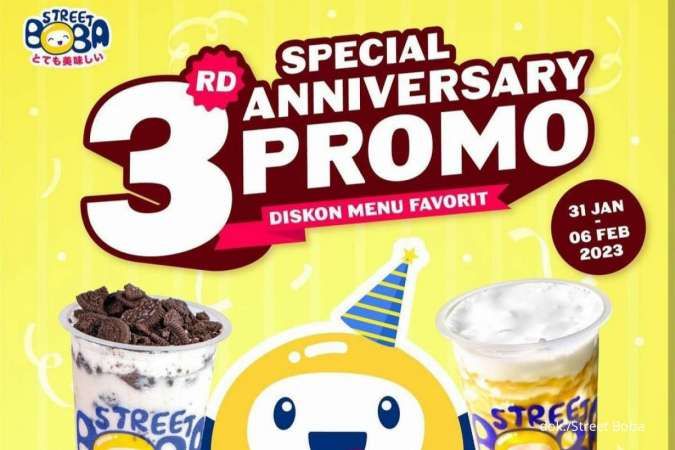 Anniversary ke-3, Promo Street Boba Serba Diskon Online dan Offline hingga 6 Februari