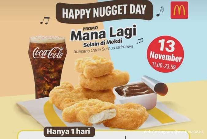 Cuma Sehari! Promo McD Happy Nugget Day, 6 Nuggets dan Free Minum Turun Harga