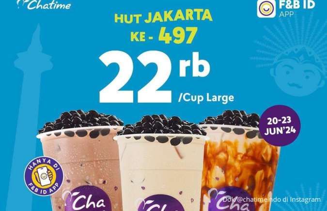 Promo Chatime Hari Ini Spesial HUT Kota Jakarta, Harga Hemat Berlaku 20-23 Juni 2024