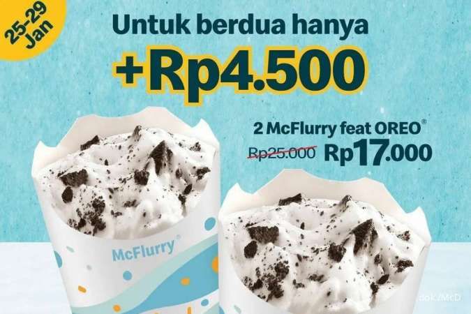 Promo McD Periode 25-29 Januari 2023, Paket Hemat Diskon 2 McFlurry dan Ayam Goreng