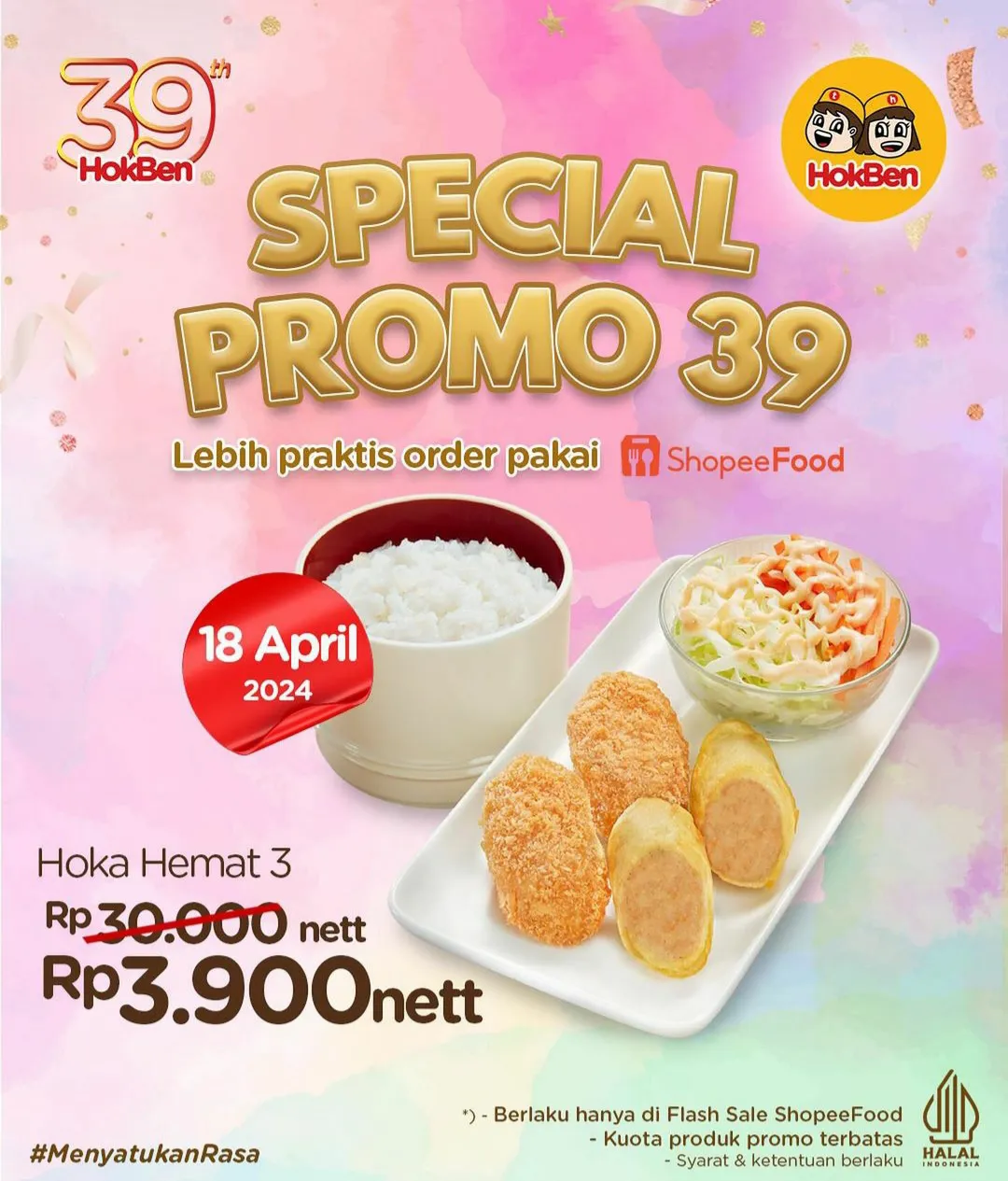 Promo HUT Hokben ke 39 edisi 18 April 2024 via shopeefood