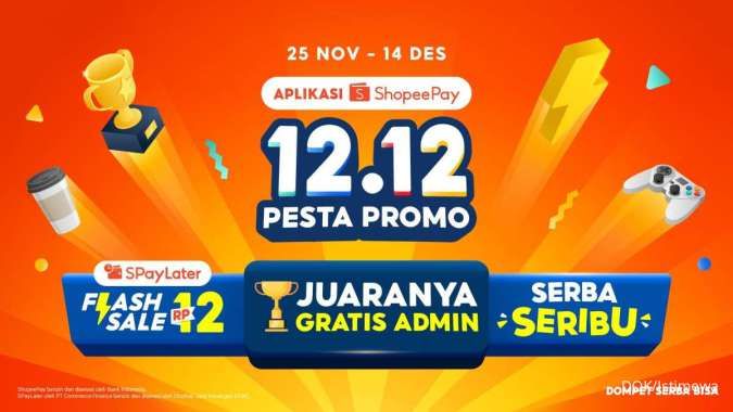 ShopeePay 12.12 Pesta Promo Berikan Gratis Admin dan SPayLater Flash Sale Rp12