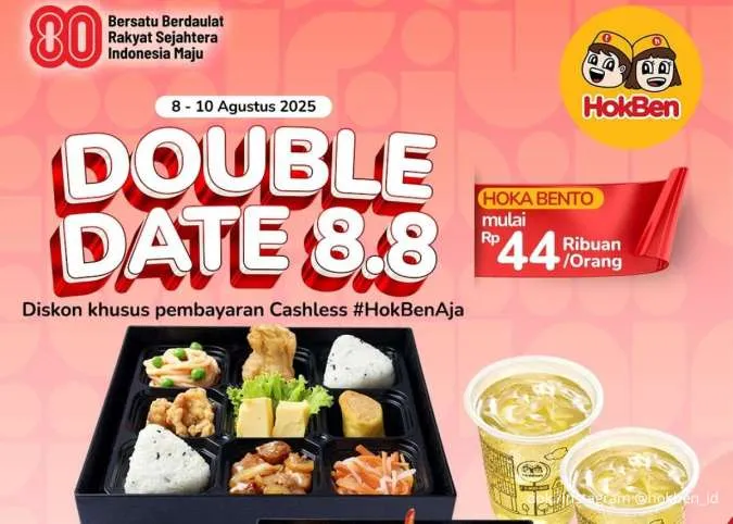Promo HokBen Double Date 8.8 Periode 8-10 Agustus, 3 Paket Berdua Serba Rp 88.000