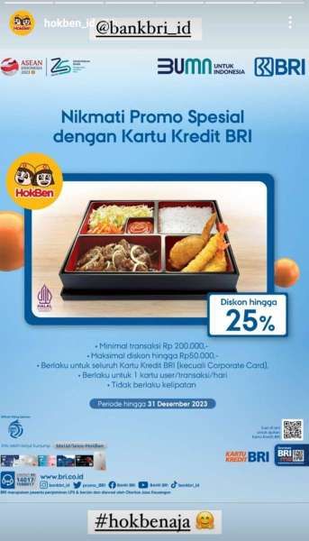 Promo HokBen Spesial Kartu Kredit BRI Diskon 25%