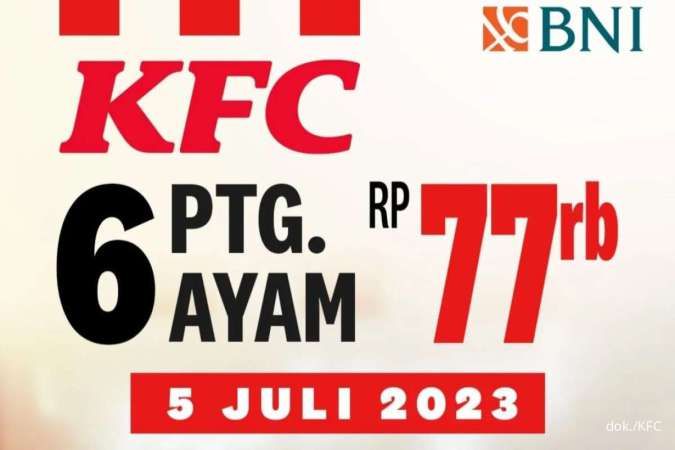 Promo BNI x KFC Spesial HUT BNI ke-77, Paket Spesial 6 Ayam Hanya Rp 77.000