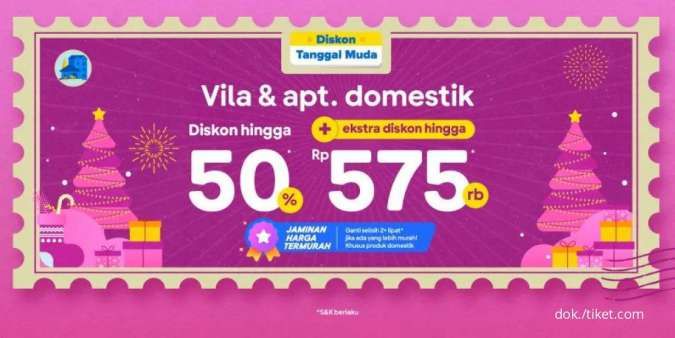 Promo Tiket.com Tanggal Muda, Nikmati Diskon Vila & Apt Domestik Hingga 50%