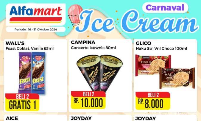 Promo Es Krim di Alfamart-Superindo dan Indomaret, Beli 2 Gratis 1 & Beli 2 Rp 8.000