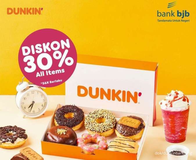 Promo Dunkin x BJB Digiskon Diskon 30% All Items Juli-September 2024