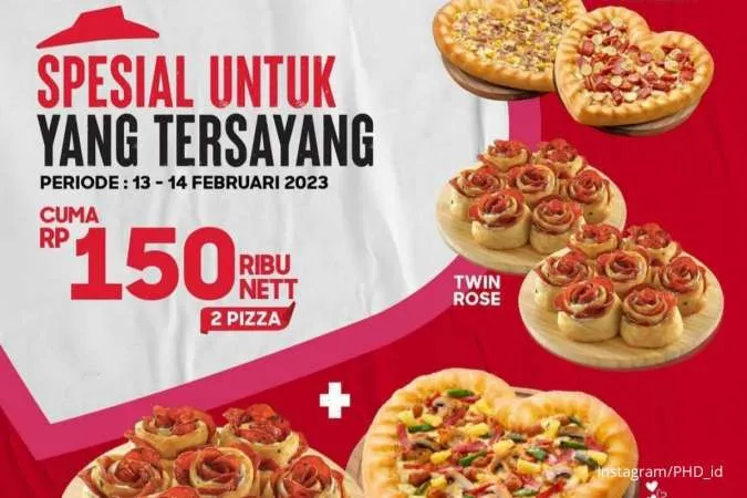 Promo Pizza Hut Valentine 13-14 Februari 2023, Twin Heart-Twin Rose Hemat Rp 150.000